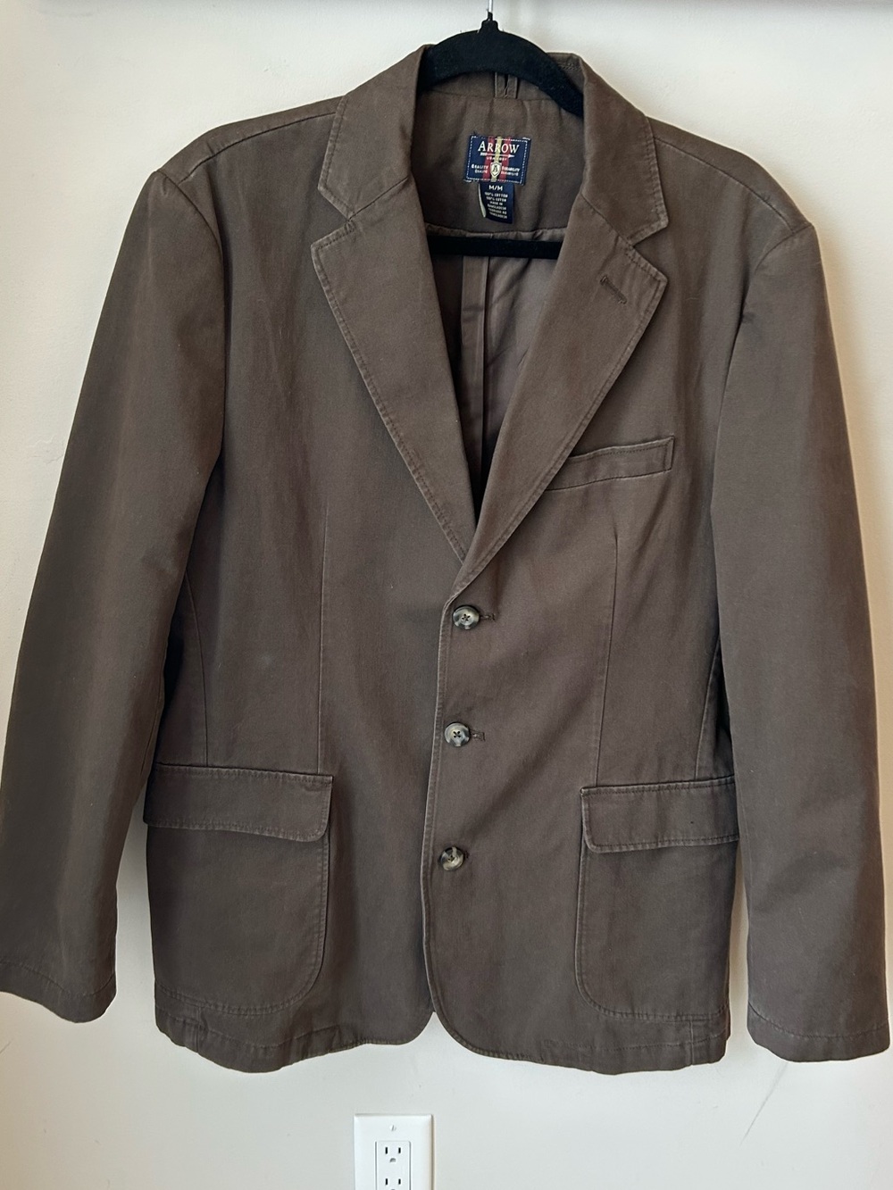 Vintage-Style Brown Cotton Blazer Sports Coat Mens M 90s Utility Dark Academia